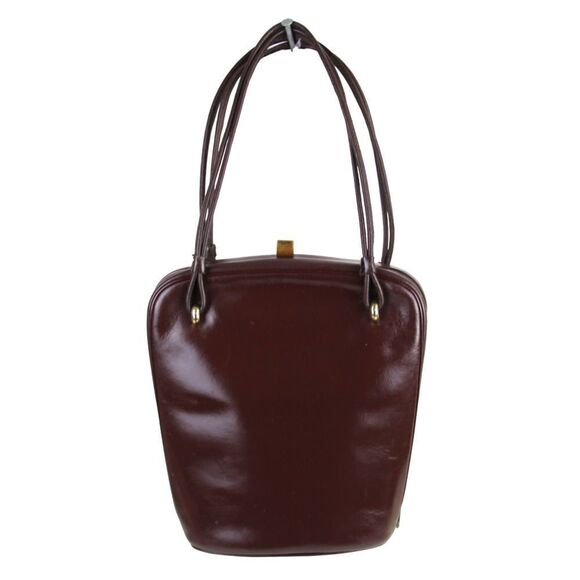 VTG KerryBrooke BROWN GENUINE LEATHER MEDIUM FRAME SATCHEL HANDBAG PURSE+WALLET - Picture 1 of 15